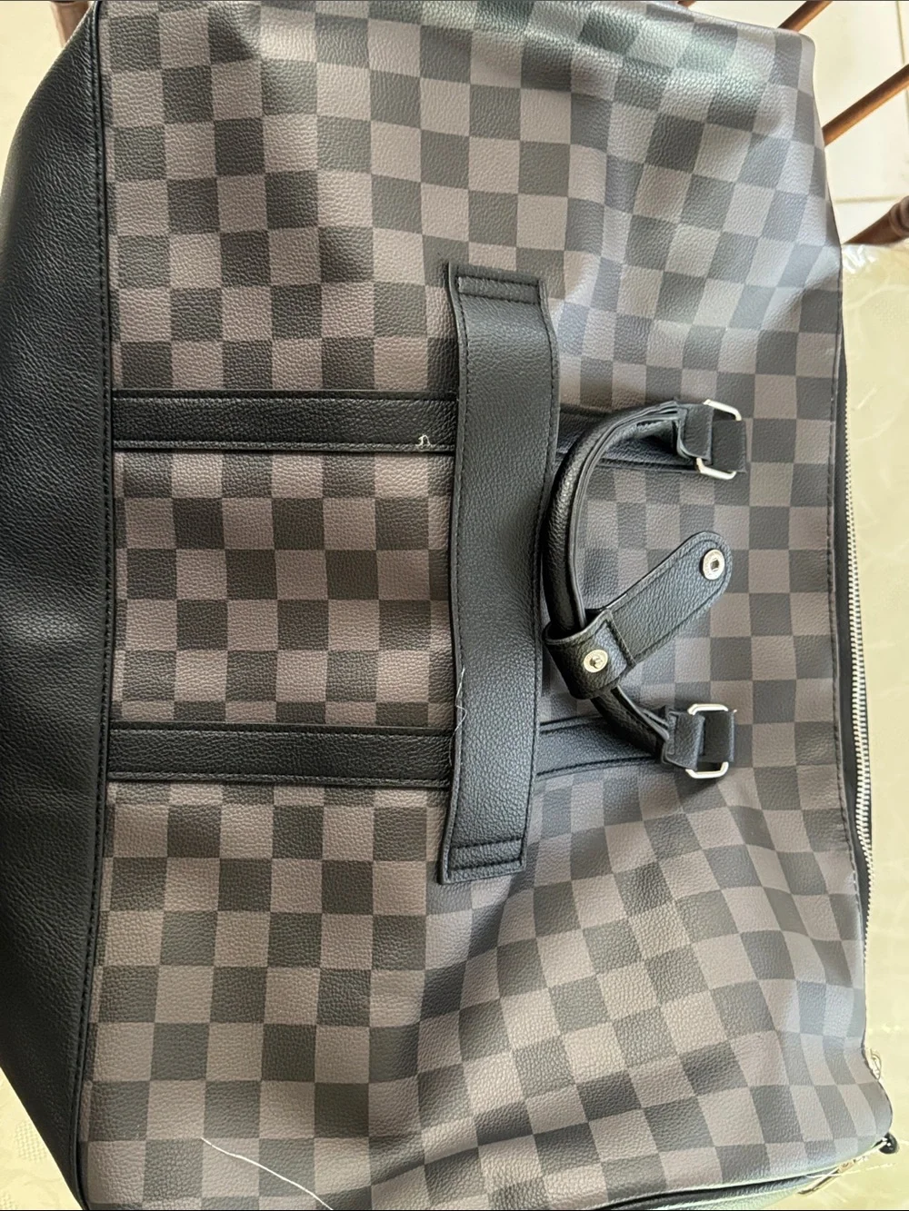 Ed Hardy Black Checkered Tote Bag Eagle Heart Graphic New
